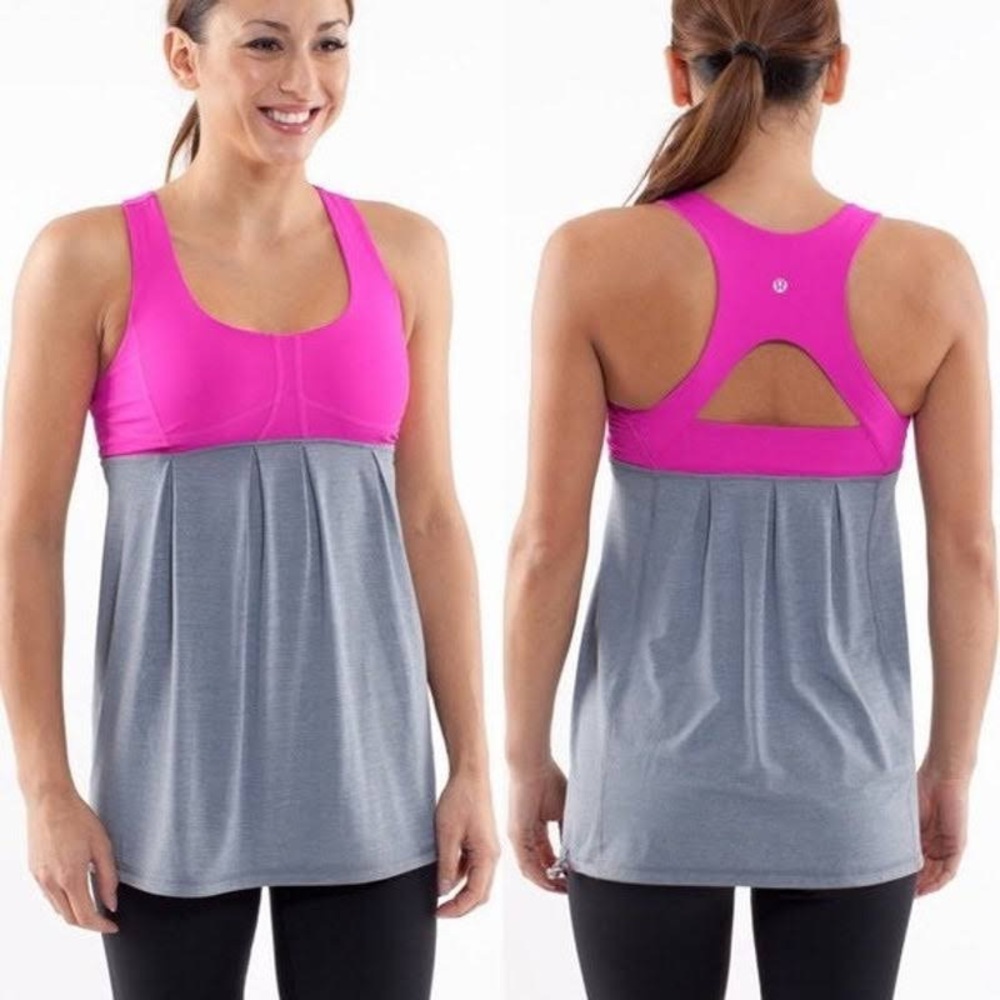 Lululemon Run Your Heart Out Tank Pink Gray Size 4 Athletic Running